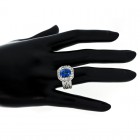 3.50 Cts. 18K White Gold Sapphire Diamond Ladies Right Hand Ring